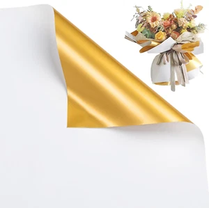 20 Sheets Double Sided Golden Flower Wrapping Paper Black Waterproof Fresh Flowe - Picture 1 of 7