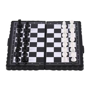 Folding Board Chess With Black And White Magnetic Travel 3in1 Chess Game Set - Picture 1 of 11