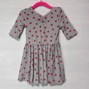Abito Dotdotsmile Taglia 2T Grigio Con Cuori Rossi Nuovo Con Etichette - Foto 1 di 7