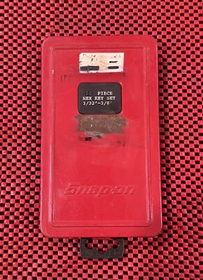 Snap-On Tools Vintage 10 PC Hex Key Set SAE 3/32''-3/8'' w/ OG Metal Case USA N4 - Image 1 of 3