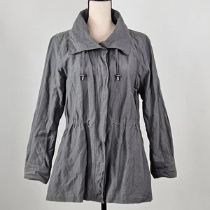 Eileen Fisher olivgrüne Windbreaker-Jacke Mantel mit Knopfleiste | Damen Small  - Bild 1 von 19