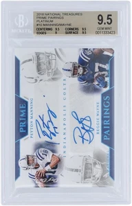 Peyton Manning & Reggie Wayne Colts Signed 2018 Panini PP-MW 1/1 BGS 9.5/10 Card - Picture 1 of 3