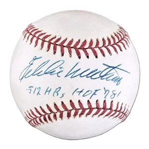 Eddie Mathews Signed 512 HRs HOF 78 ONL Baseball Braves JSA - Picture 1 of 2