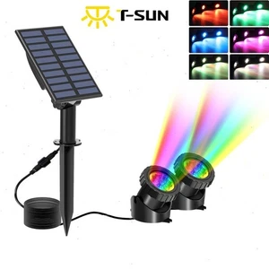 2PCS LED Solar Light RGB Submersible Lamp Underwater Garden Pool Pond Lights UK - Picture 1 of 8