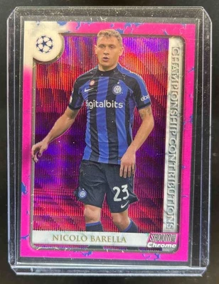 2022 Stadium Club Chrome UEFA Nicolo Barella Championship Pink Refractor #/150 - Image 1 of 2