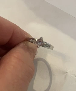 Pink And White Diamond Ring, Platinum .58 TCW Princess Center - Picture 1 of 13