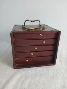 Antique MAH JONGG SET BOS TAURUS BAMBOO 142 Mah Jong TILES (READ), Wooden Case - Picture 1 of 23
