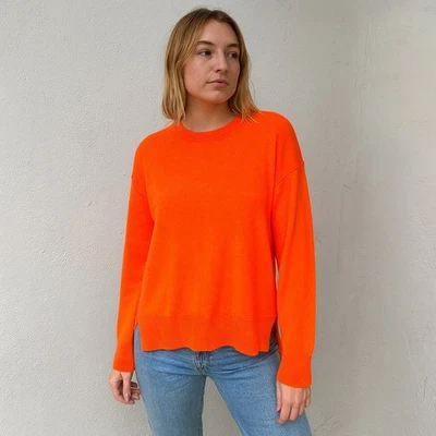 Aqua 羊绒毛衣女式小号橙色高低套衫针织舒适霓虹灯 — 第 1/4 张图片