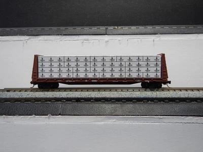 Solid Wood Wrapped Lumber Load for N Scale 60 Foot Bulkhead Flat Car - Image 1 of 4