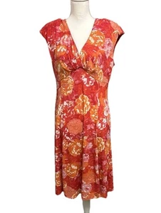 NWT Jones New York Dress Y2K Floral V Neck MIDI Dress Colorful Stretch Size 12 - Picture 1 of 10
