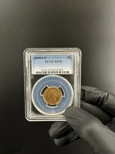 Moneda de oro Liberty Half Eagle 1890-CC $5 XF45 PCGS - Carson City Mint - Imagen 1 de 5