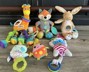 Mixed Brands Sensory Crib Toy Lot of 6 Crinkle Rattle Teether Baby Plush Lovey - Picture 1 of 8