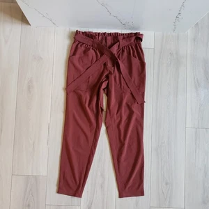 Athleta Pants Skyline Pant II Womens 8 Dusty Rose Paperbag Tie Waist Belted - Picture 1 of 7