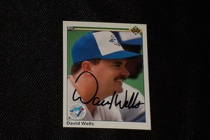 DAVID WELLS 1990 UPPER DECK SIGNED AUTOGRAPHED CARD #30 BLUE JAYS - Picture 1 of 1