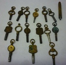 Lot Of 16 Antique And Modern Pocket Watch Keys Part Collection Listed 