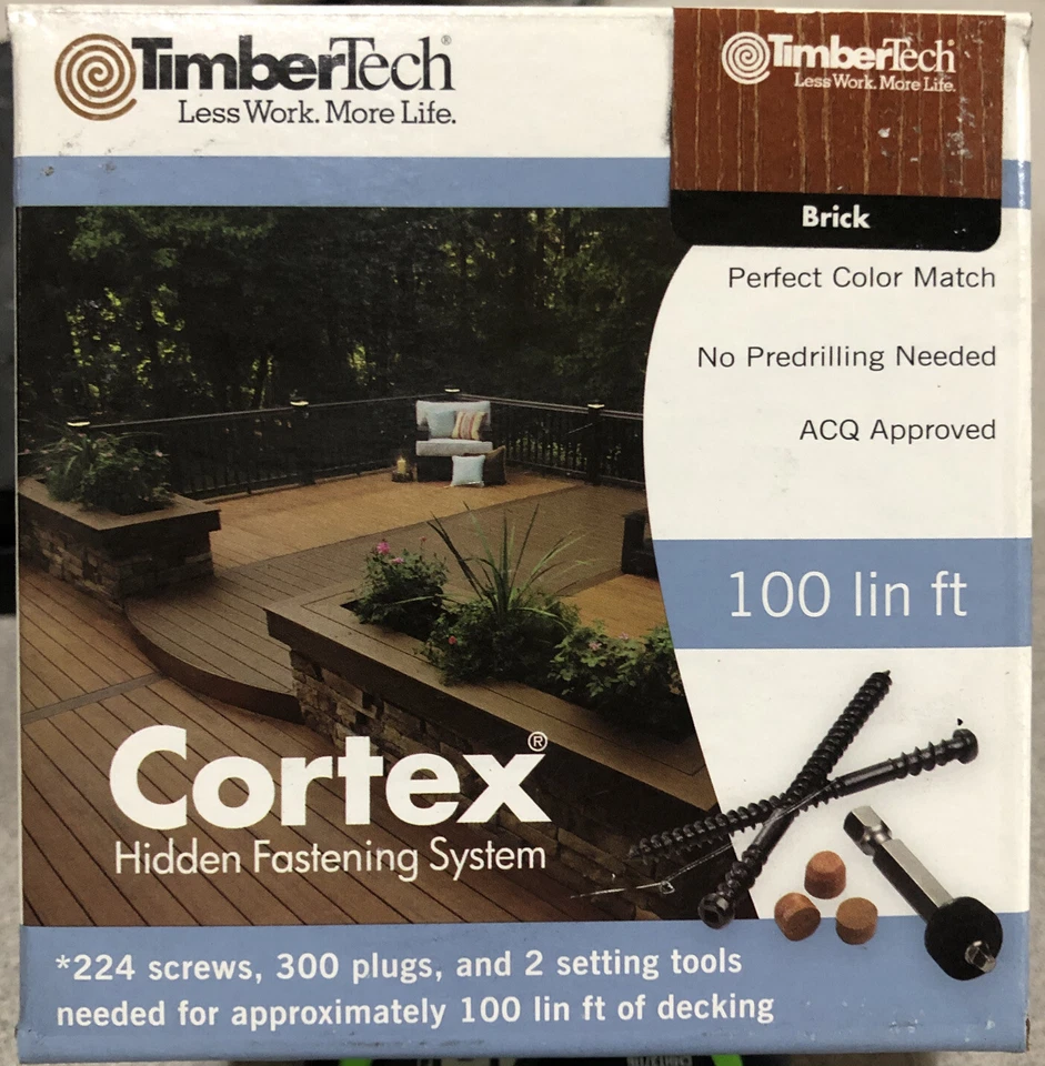 Sistema de fijación Cortex TimberTech 2-3/4" ladrillo 100 pies lineales Foto 1 de 1