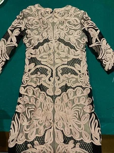 JS Collections Midi Dress Size 6 Beige Mesh Formal 3/4 Sleeve - Picture 1 of 10