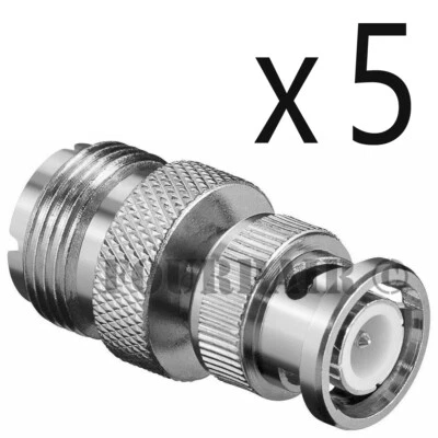 5 Pack Lot UHF SO-239 Female to BNC Male RF Radio Antenna Coax Adapter Converter - Image 1 of 2