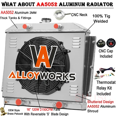 Ventilador de cubierta de radiador de 4 filas para Mercury Monterey 1949-1951 3,7 L 4,2 L con cabeza plana Foto 1 de 4