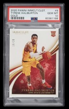 2020 IMMACULATE COLLECTION COLLEGIATE GOLD TYRESE HALIBURTON RC /20 PSA 10 POP 1