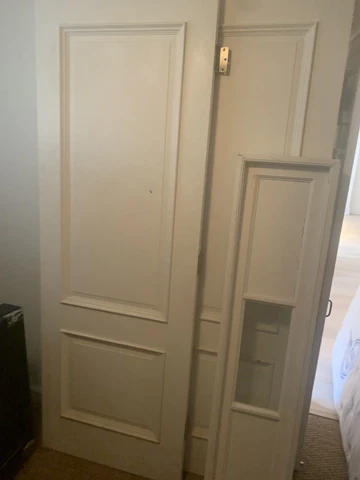 Trustile 62” Side-by-side Solid Hardwood Doors w/window transom Cover