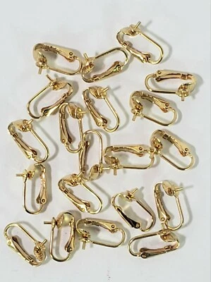 夹式耳环寻找安装半钻珍珠或珠金盘 10 pr 批量 — 第 1/4 张图片