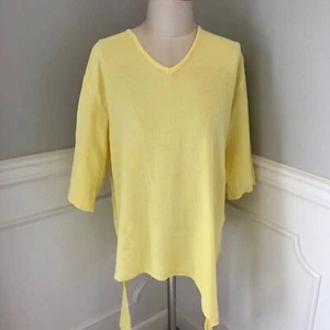 Blusa Oh My Gauze Mujer Pequeña Mediana Amarillo Algodón Dobladillo Asimétrico Lagenlook - Imagen 1 de 9