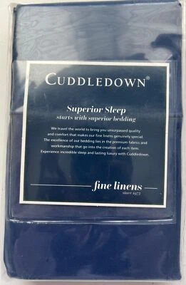 Fundas de almohada de satén Cuddledown 400 hilos (2) 21 pulgadas X 43 en Navy King Foto 1 de 3