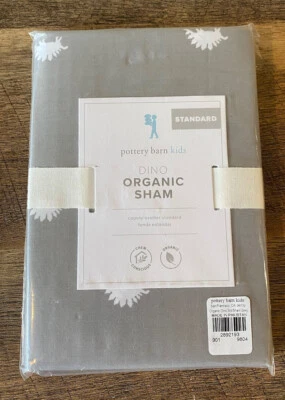 Pottery Barn Kids Dino Orgánico Estándar Falsa Gris Dinosaurio Stegosaurio NUEVO Foto 1 de 2