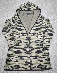 Rachel Zoe Pullover Damen große Strickjacke Camouflage Kapuze Hip Hop Hipster Staubtuch - Bild 1 von 16