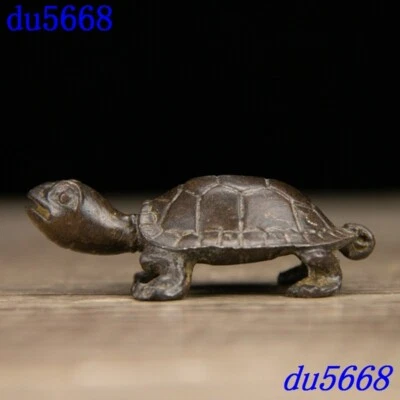 Old China dynasty Red copper longevity fengshui turtle Tortoise animal ornaments - Image 1 of 4