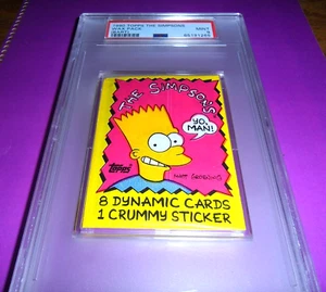1990 Topps The Simpsons TV Cartoon Unopened Wax Pack PSA 9 MINT Bart Wrapper - Picture 1 of 3