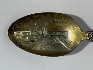 Rare Antique Silver Souvenir Spoon R M & S M SHIP Muelle Sobre El Rio Vapor Nor - Picture 1 of 8