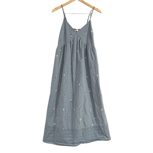 Universal Thread blau bestickt Blumen Spaghetti Midikleid M Cottagecore Boho - Bild 1 von 13