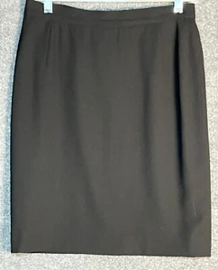 VTG Calvin Klein Collection Mini Pencil Skirt 100% Wool Pleated Black Womens 10 - Picture 1 of 12