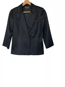 LAFAYETTE 148 Black Wool Satin Look One Button Blazer 10P Petite EUC - Picture 1 of 2