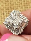 14kt White Gold Cz Ring Stunning NOT PLATED! size 6 Weighs 3.9  Grams 
