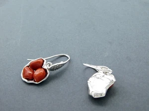 Orecchini pietre in Argento 925 di Corallo rosso naturale da donna e pendenti - Imagen 1 de 3