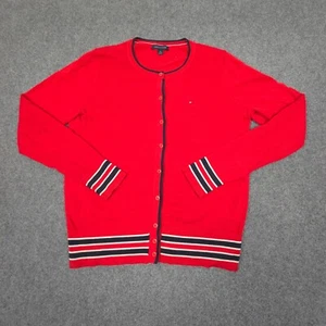 Tommy Hilfiger Cardigan Mens SMALL Red Long Sleeve Sweater Jumper Winter Size S - Picture 1 of 10