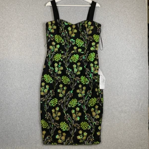 Dress the Population Black Label Womens Large Nicole Floral Sequin Sweetheart Mi - Picture 1 of 9