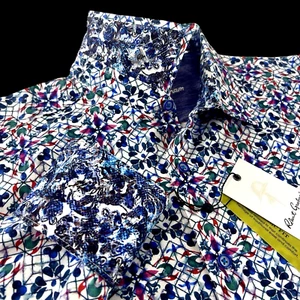 Robert Graham geometrisches Blumen Paisley Print lebendiges Sport Shirt Large - Bild 1 von 14