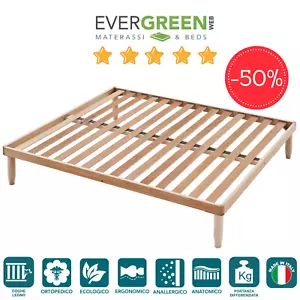 Rete Matrimoniale Fissa 160x190 alta 35 cm a Doghe in Legno Naturale ORTOPEDICA - Imagen 1 de 3