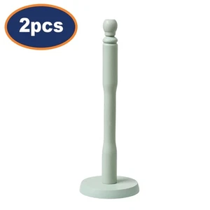Roll Paper Towel Holder Wooden Freestanding Kitchen Tissue Pole Stand Mint 2Pcs - Picture 1 of 2