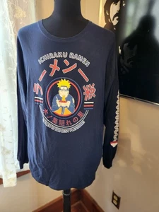 Naruto Shippuden Ichiraku Ramen Navy Blue Long Sleeve T Shirt Anime Size 2XL - Picture 1 of 3