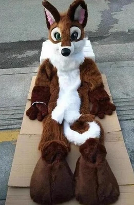 Disfraz de mascota de zorro husky de piel larga traje de Halloween disfraces Foto 1 de 4