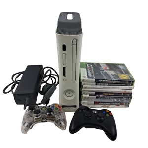 Xbox 360 Console 250gb 2 x Controllers + 9 Games Bundle NO AV Cable White - Picture 1 of 10