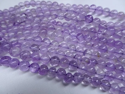 Cuentas de piedra redondas lisas de amatista natural de 14 1/2" de 5 mm A861 DNG Foto 1 de 3