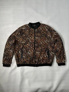 L&B Lucky & Blessed Leopard Animal Print Sequin Bomber Jacket Women's 2XL - Picture 1 of 13