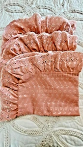 Pillow Shams American Home 3 Eyelet Pattern Peach Colored Standard Preowned - Picture 1 of 14