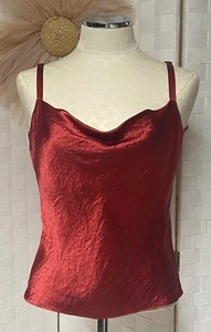 VINCE Burnt Copper Orange Strap Camisole Tank Top Crinkled Satin Size M FX9 - Picture 1 of 13